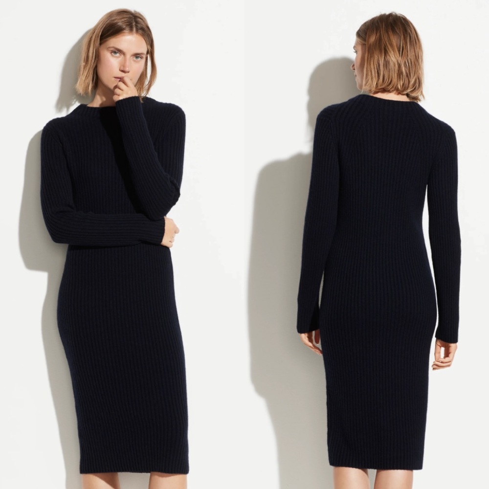 ✨ Vince Wool Cashmere Ribbed Dress in Coastal Blue ✨